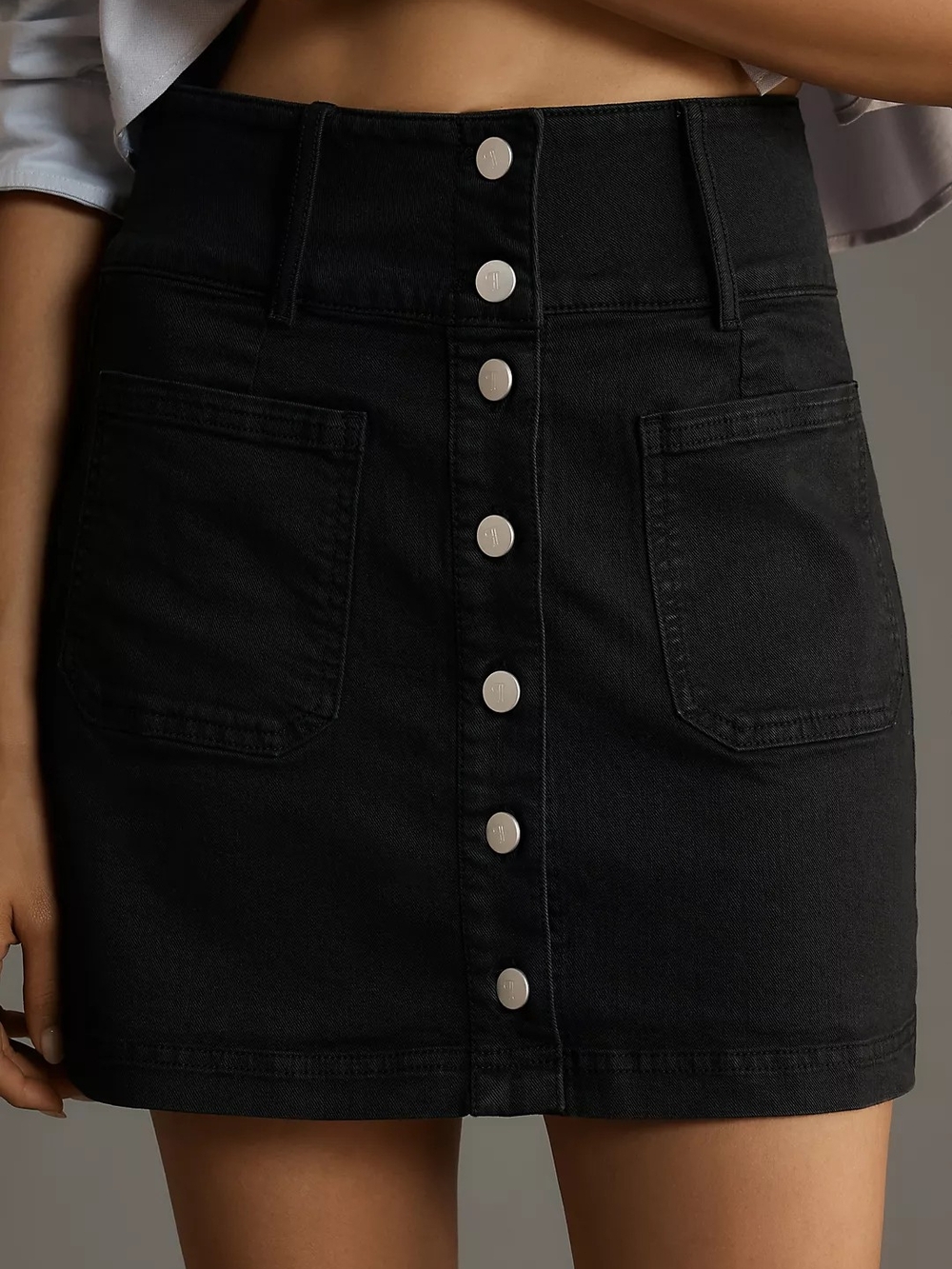 Pilcro Button-Front Denim Mini Skirt